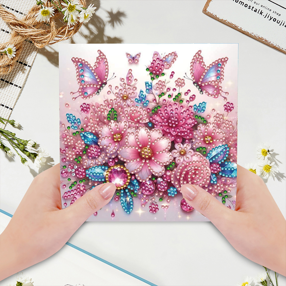 6Pcs DIY Diamond Painting Greeting Card - Flowers