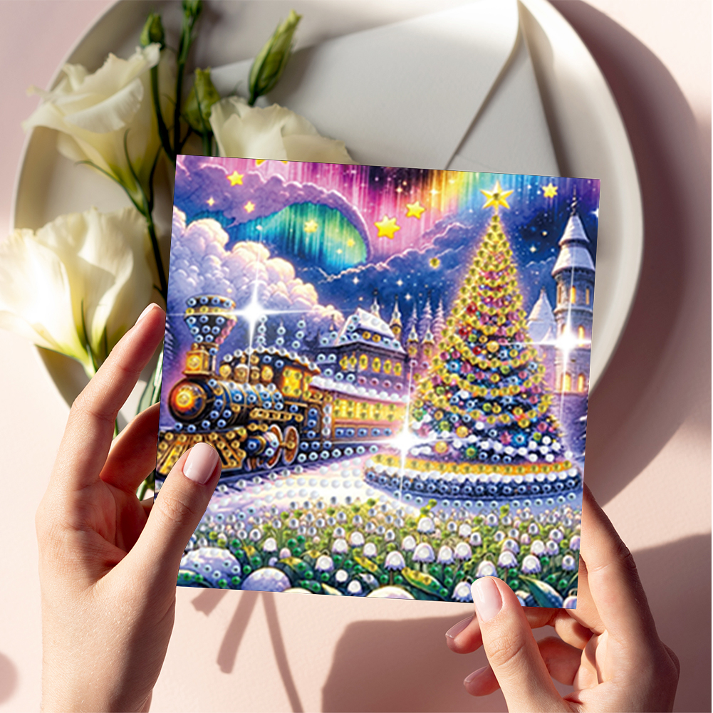 6Pcs DIY Diamond Painting Greeting Card - Christmas Tree