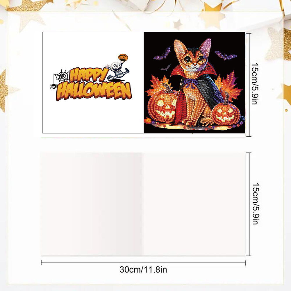 6Pcs DIY Diamond Painting Greeting Card - Halloween Designs