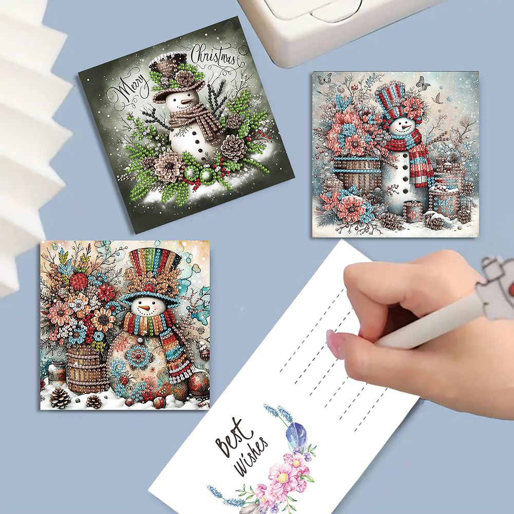 6Pcs DIY Diamond Painting Greeting Card - Snowman