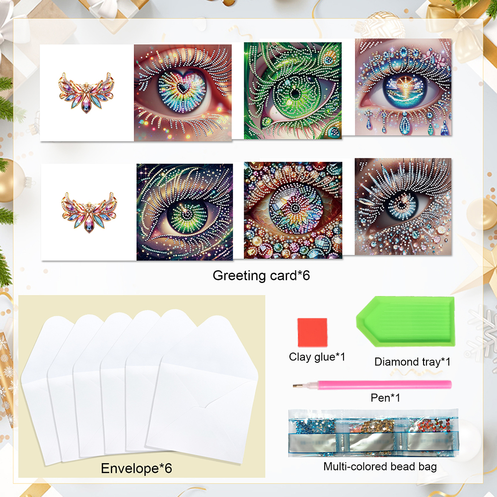 6Pcs DIY Diamond Painting Greeting Card - Eyes