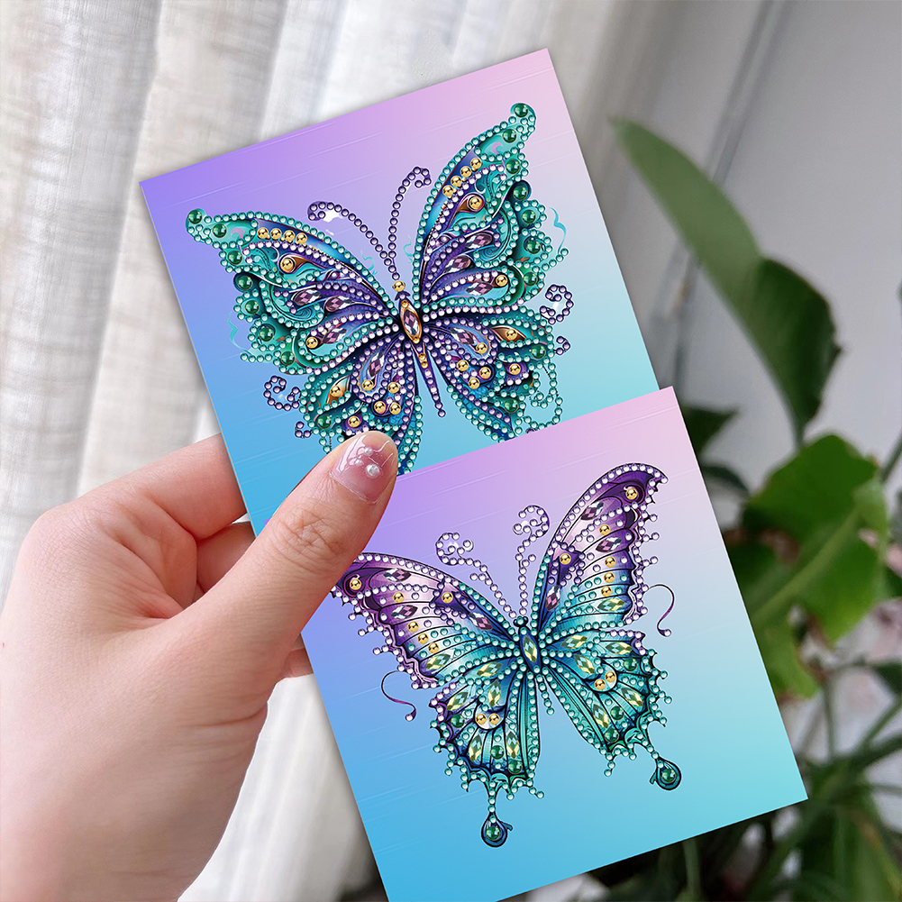 6pcs DIY Diamond Painting Greeting Card - Blue Butterfly
