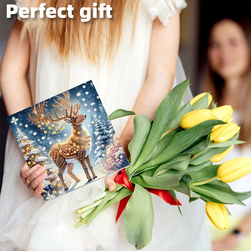 6Pcs DIY Diamond Painting Greeting Card - Elk