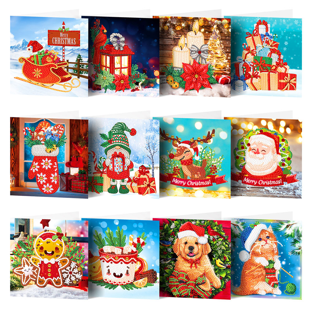 20pcs DIY Diamond Painting Greeting Card - Merry Christmas