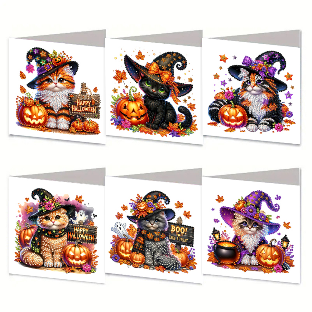 6Pcs DIY Diamond Painting Greeting Card - Halloween