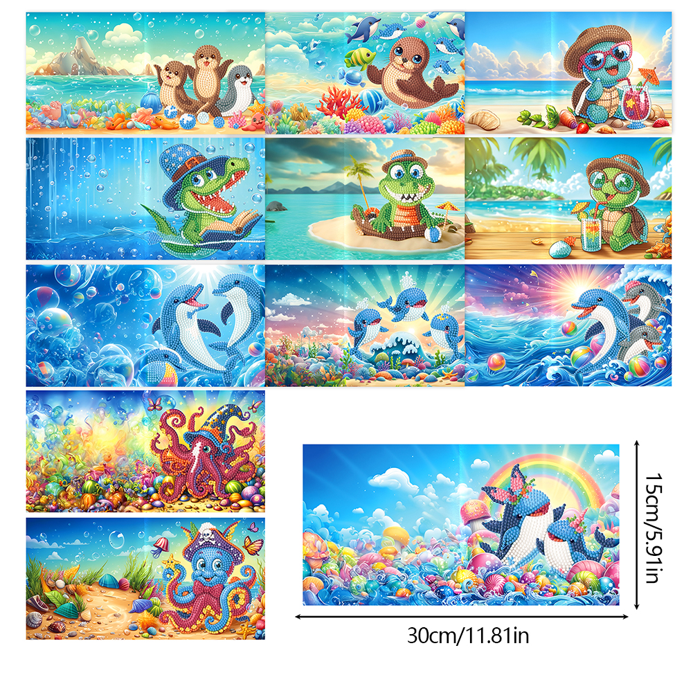 12pcs DIY Diamond Painting Greeting Card - Animal