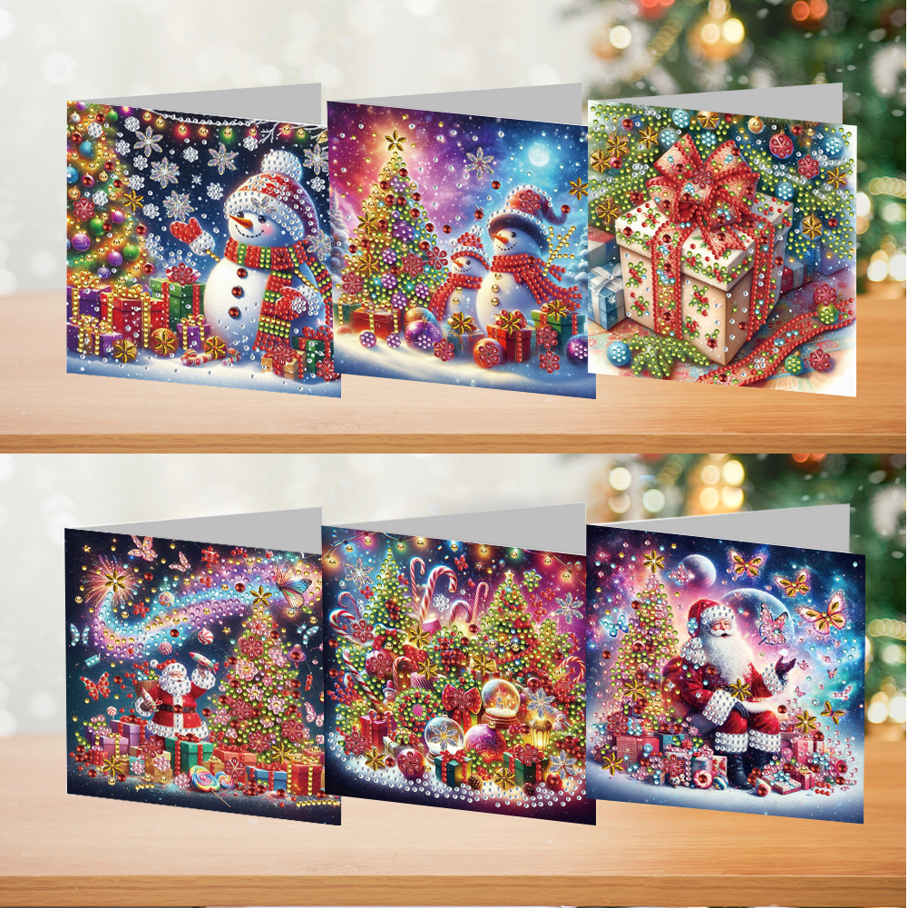 6Pcs DIY Diamond Painting Greeting Card - Christmas Series