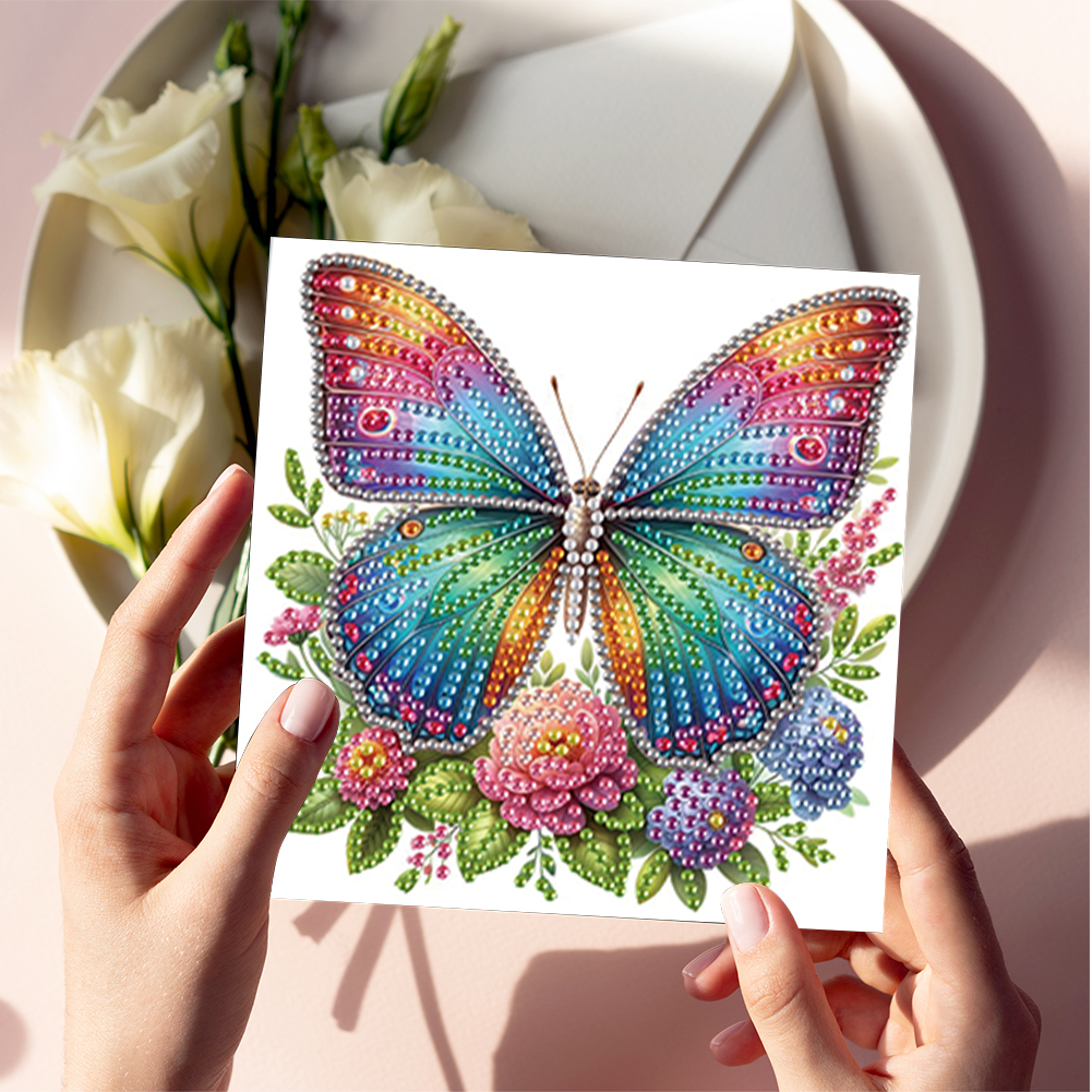 6Pcs DIY Diamond Painting Greeting Card - Owl Butterfly