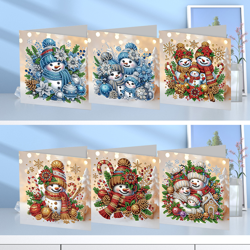 6Pcs DIY Diamond Painting Greeting Card - Snowman