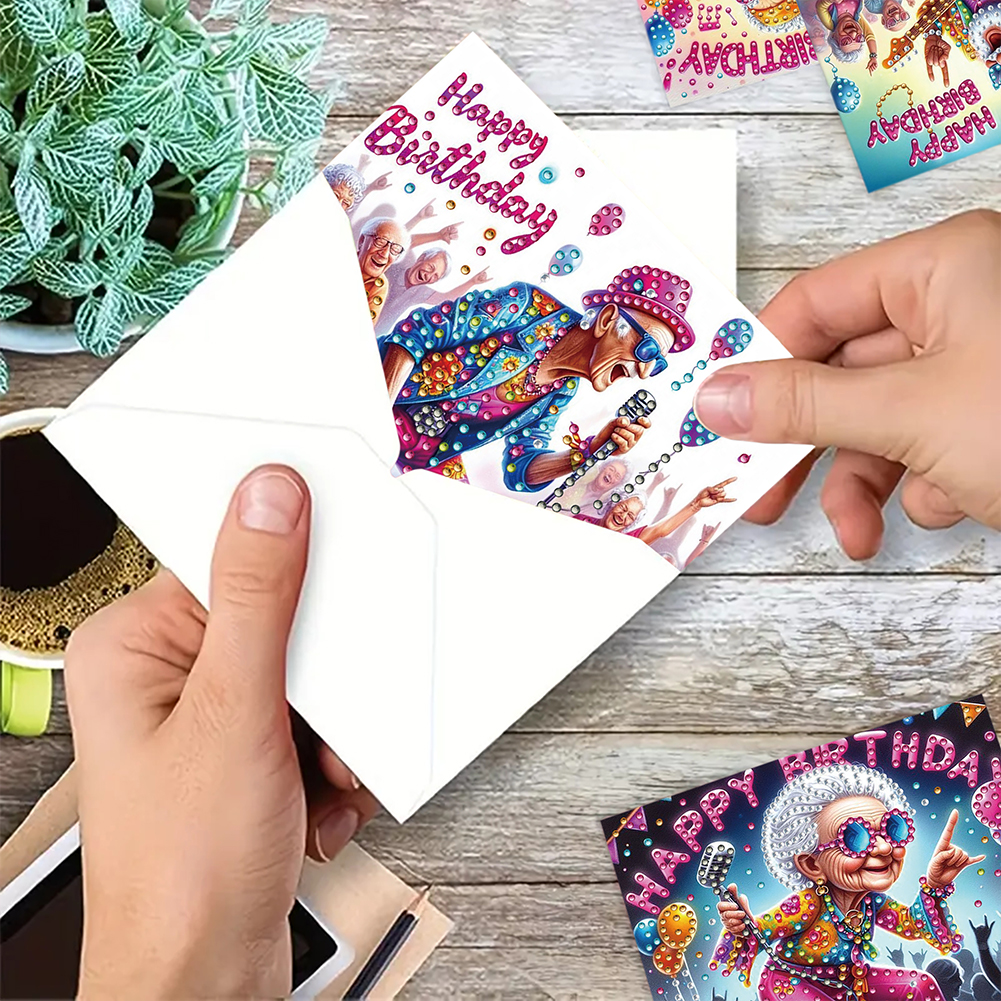 6Pcs DIY Diamond Painting Greeting Card - Birthday Music