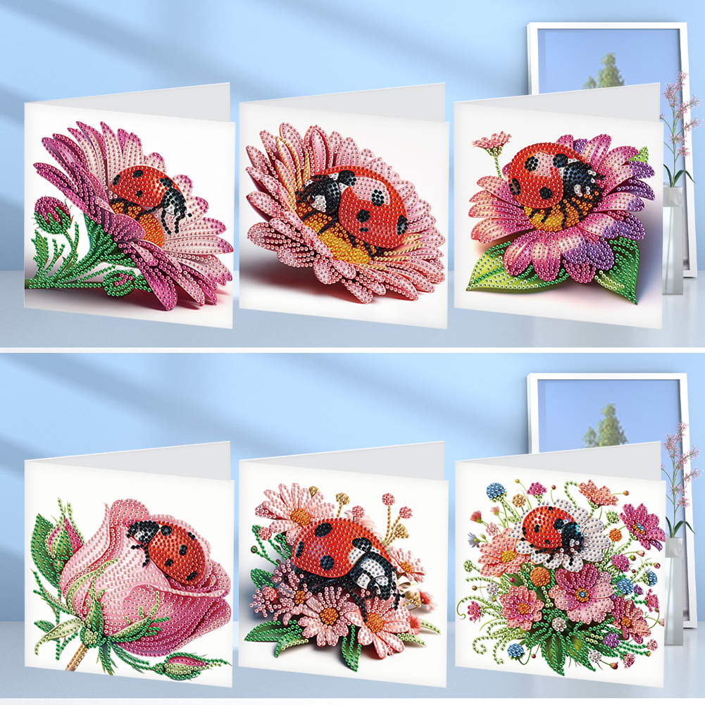 6Pcs DIY Diamond Painting Greeting Card - Ladybug
