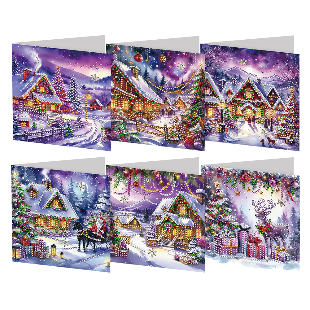6Pcs DIY Diamond Painting Greeting Card - Christmas