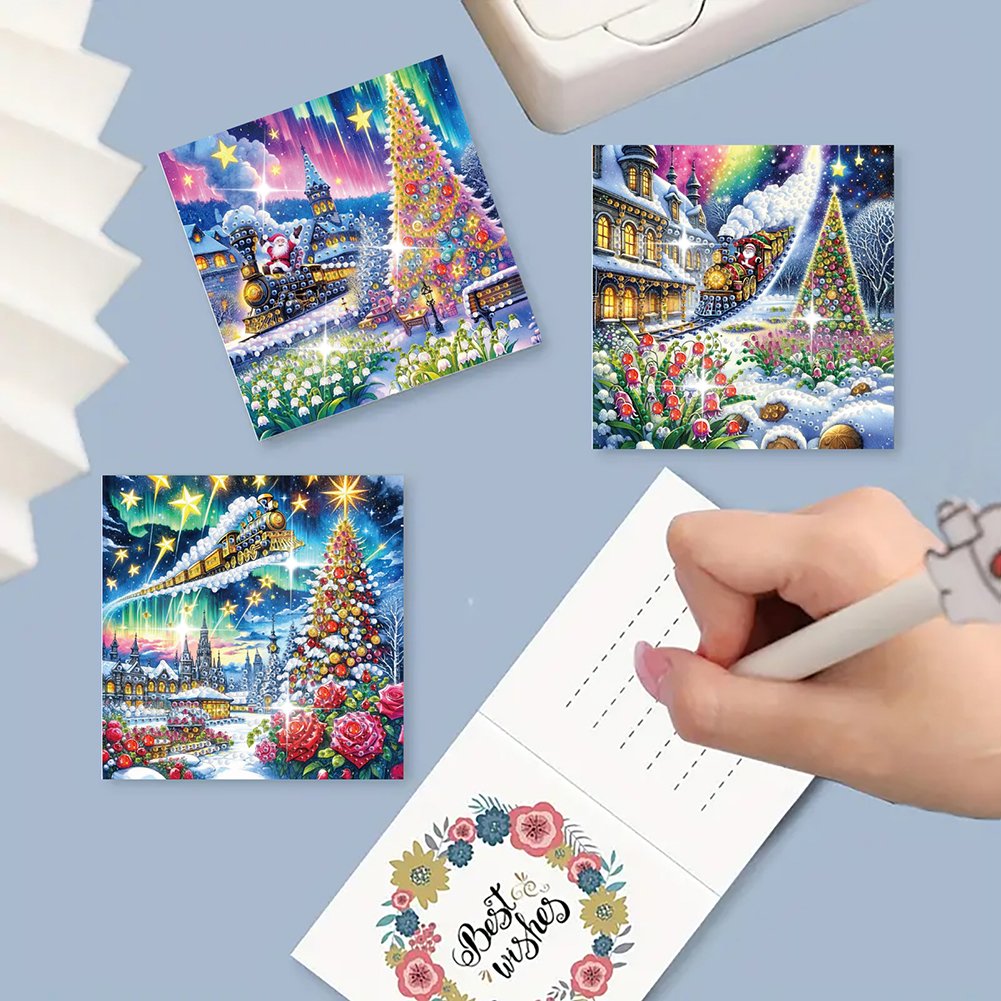 6Pcs DIY Diamond Painting Greeting Card - Christmas Tree