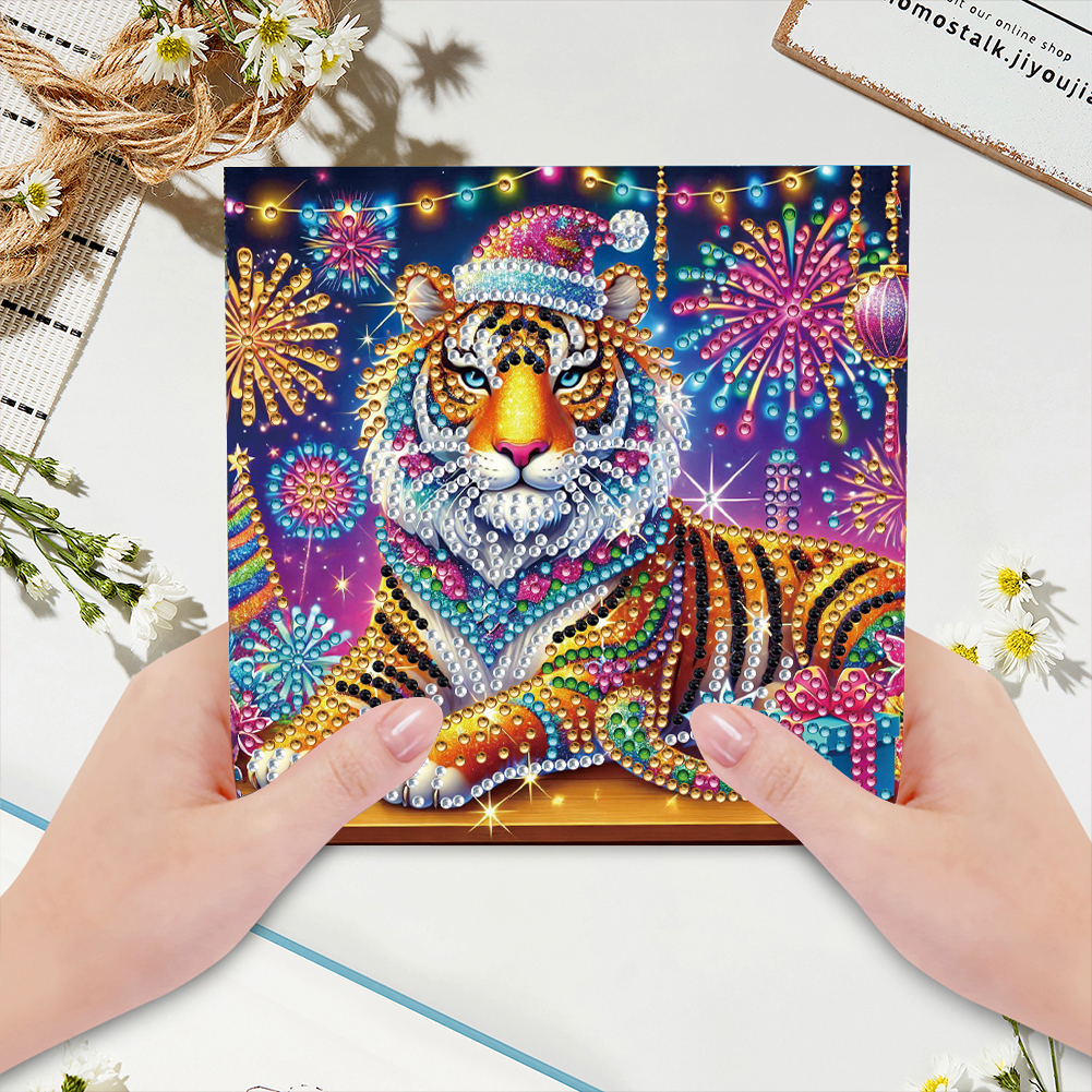 6Pcs DIY Diamond Painting Greeting Card - Tiger