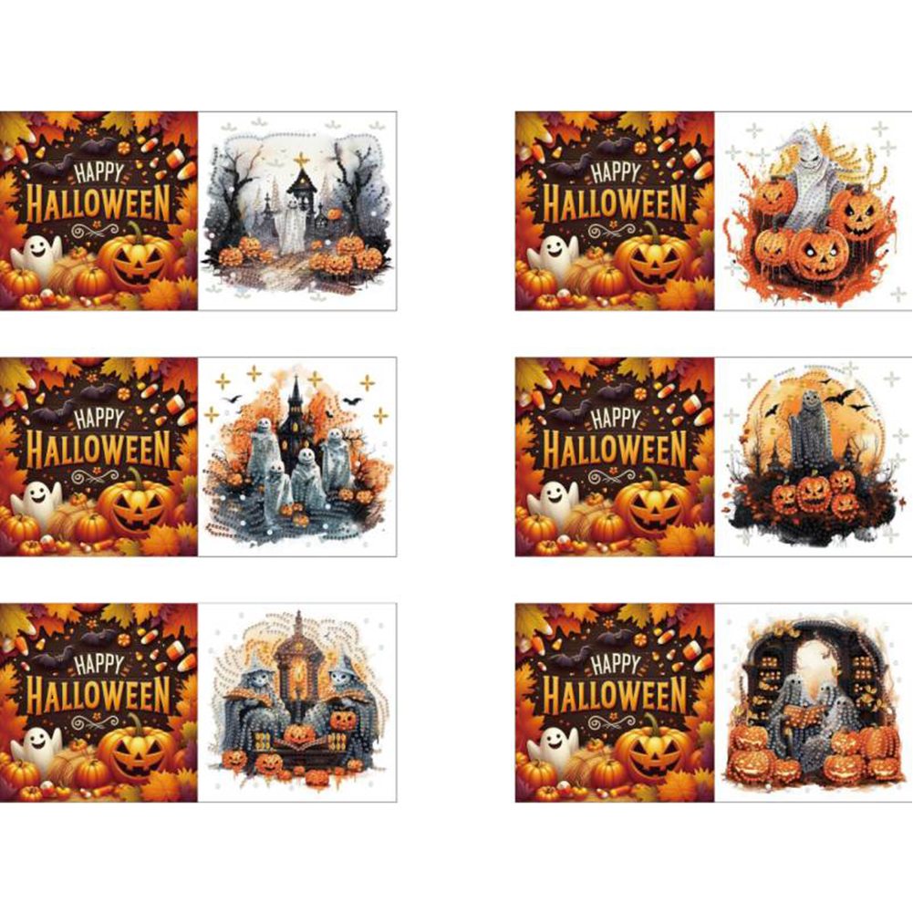 6Pcs DIY Diamond Painting Greeting Card - Halloween