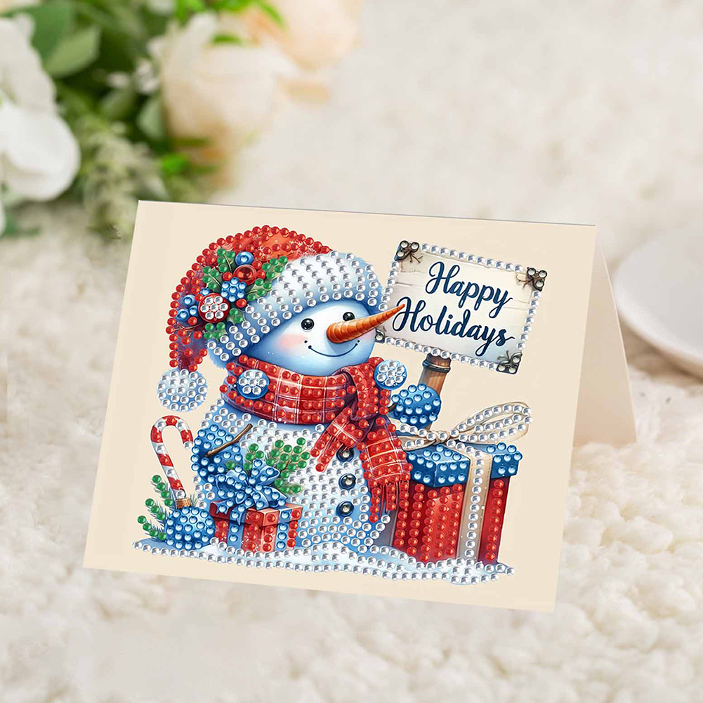 10Pcs DIY Diamond Painting Greeting Card - Winter Snowman