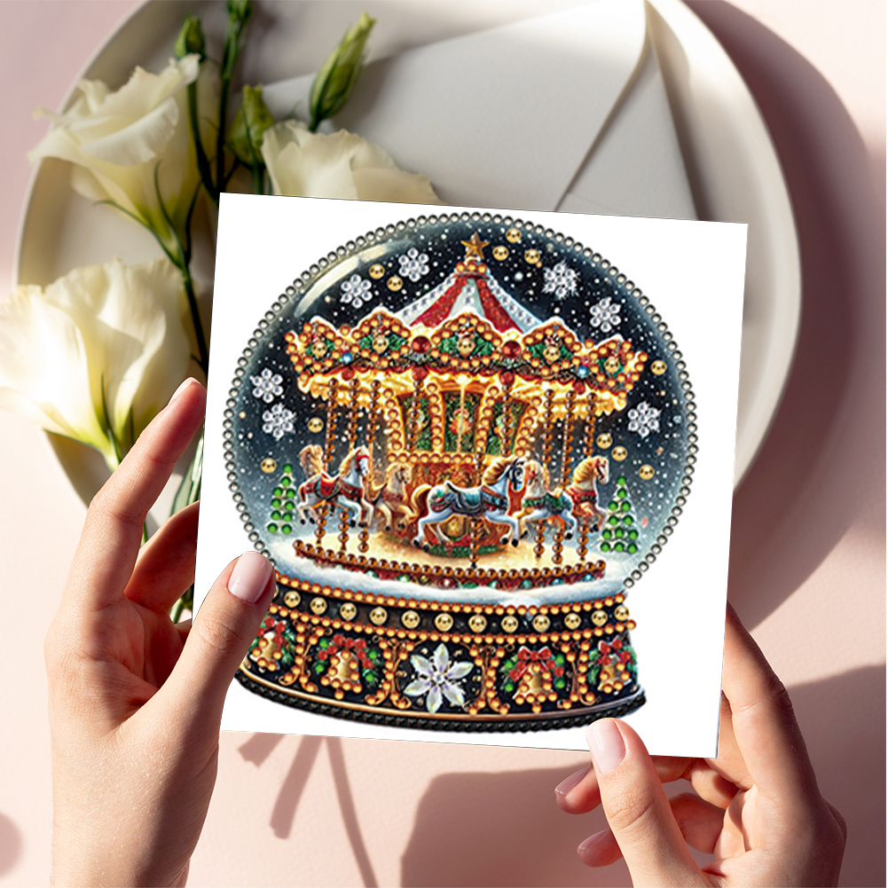 6Pcs DIY Diamond Painting Greeting Card - Xmas Crystal Ball
