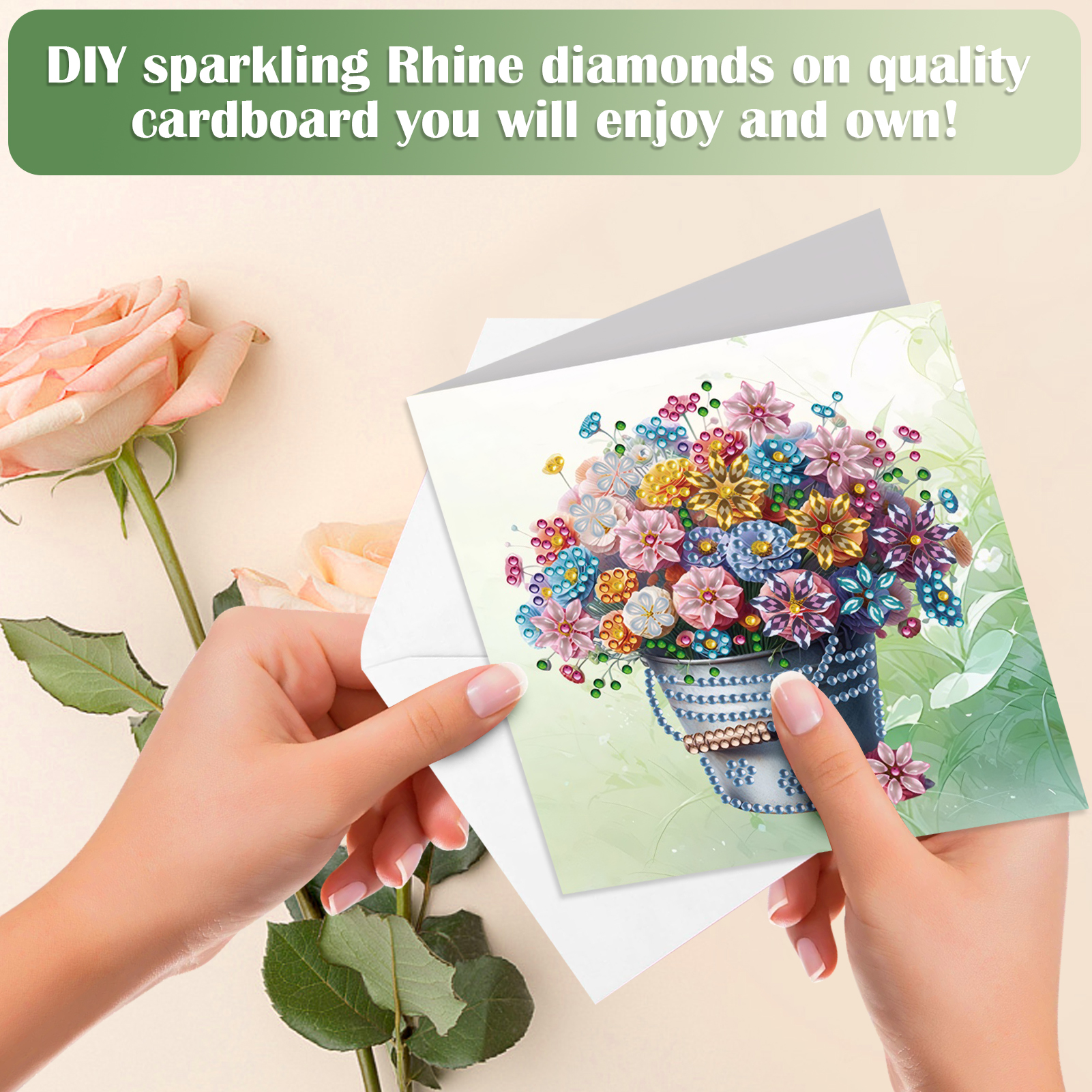 6Pcs DIY Diamond Painting Greeting Card - Flower Bucket