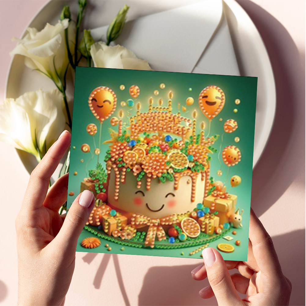6Pcs DIY Diamond Painting Greeting Card - Birthday