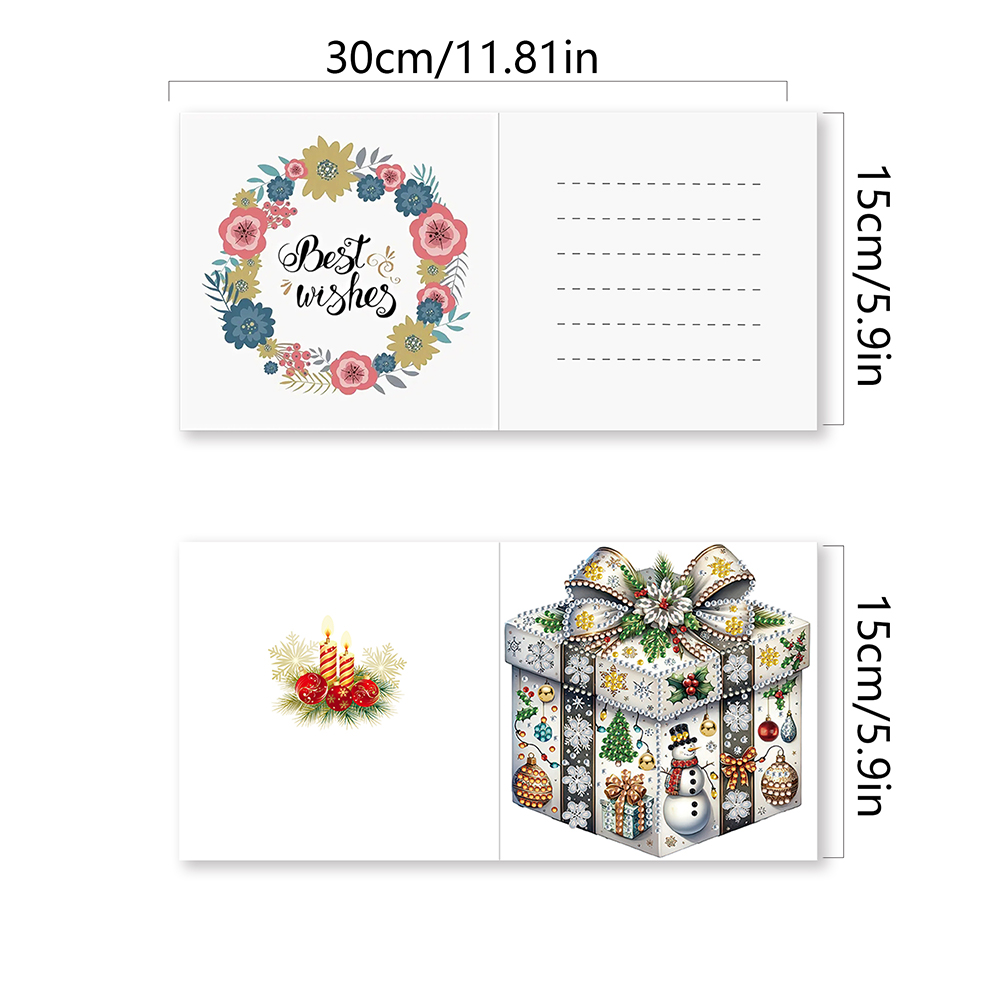 6pcs DIY Diamond Painting Greeting Card - Christmas Gift Box