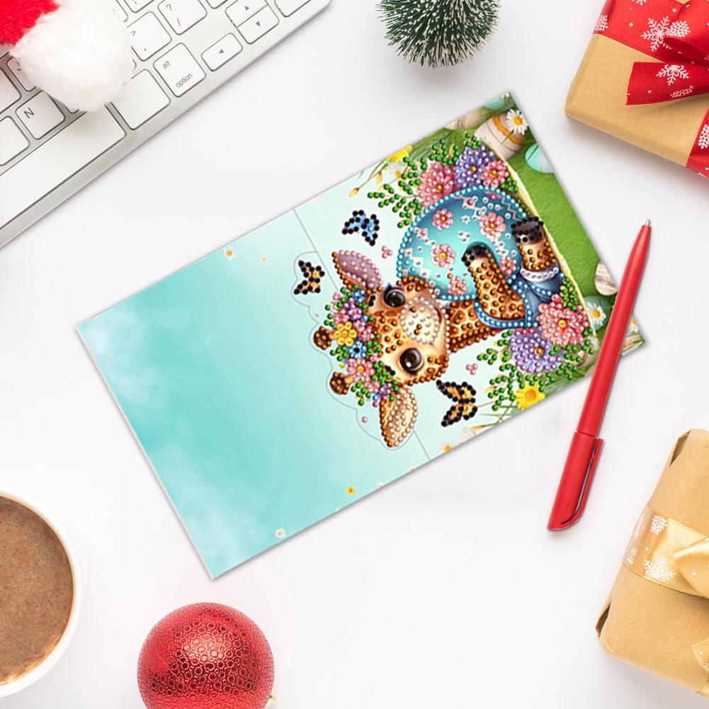 8Pcs DIY Diamond Painting Greeting Card - Animals