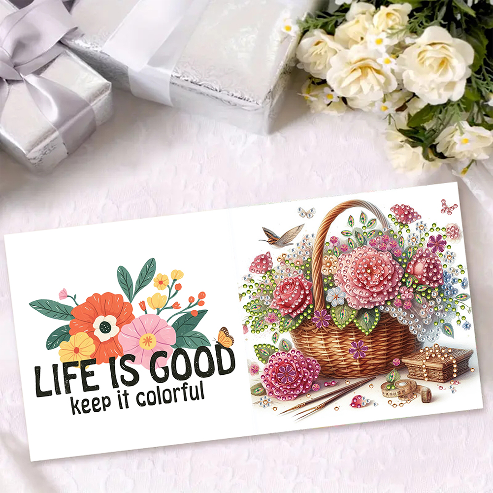 6Pcs DIY Diamond Painting Greeting Card - Bouquet