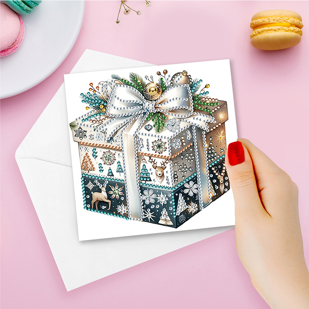 6pcs DIY Diamond Painting Greeting Card - Christmas Gift Box