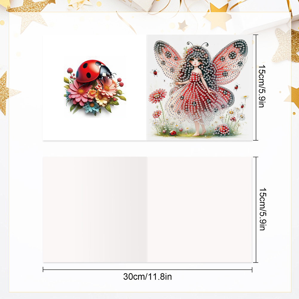 6Pcs DIY Diamond Painting Birthday Greeting Card - Elf Girl