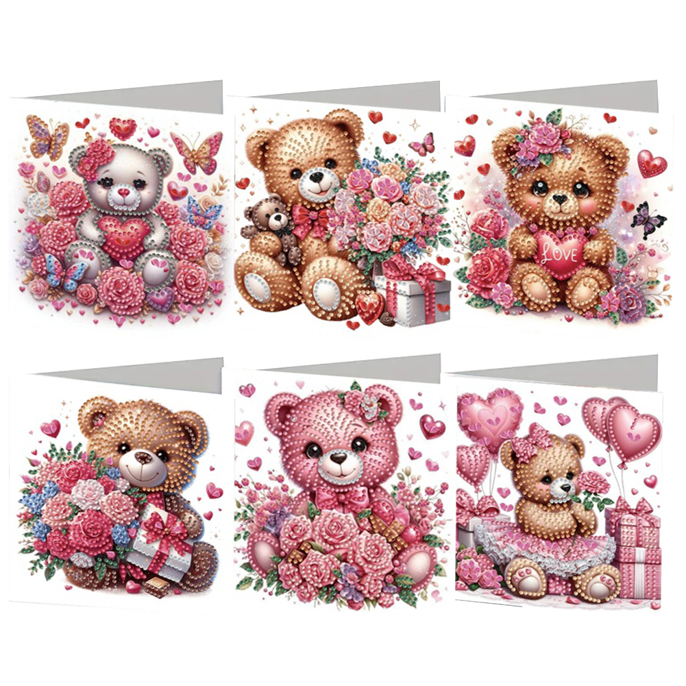 6Pcs DIY Diamond Painting Greeting Card - Bear