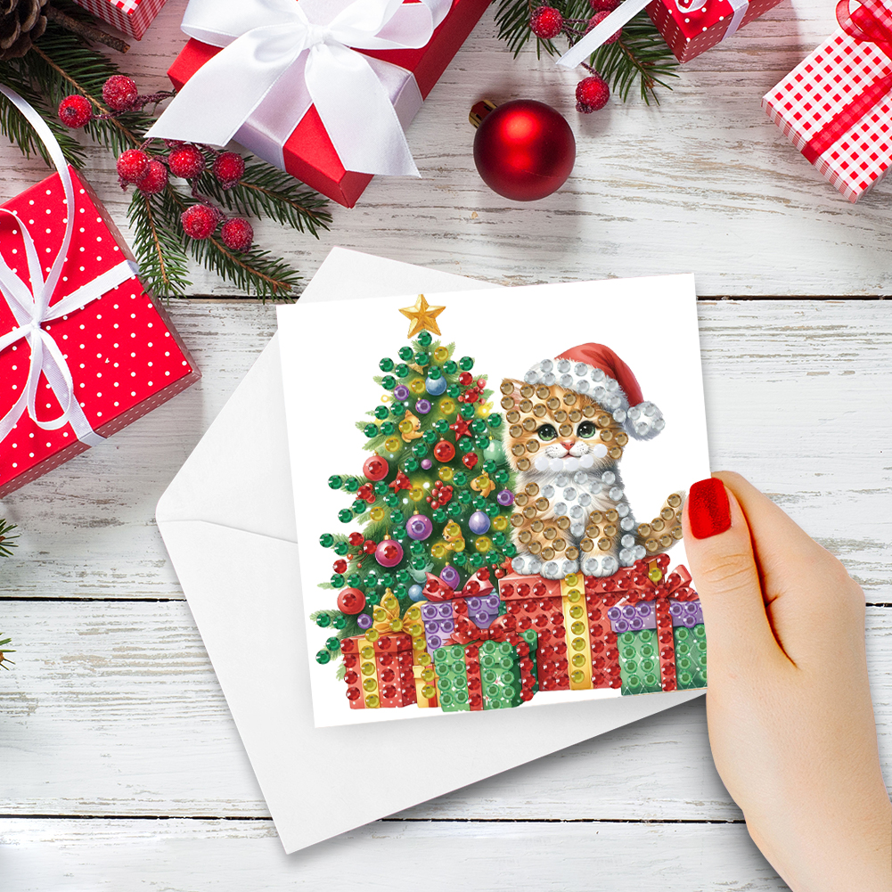 (Limited Stock)6Pcs DIY Diamond Painting Greeting Card - Merry Christmas