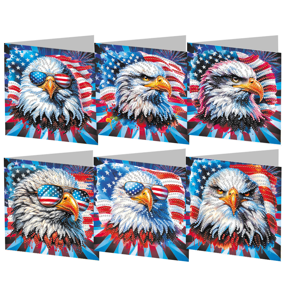 6Pcs DIY Diamond Painting Greeting Card - Eagle Family
