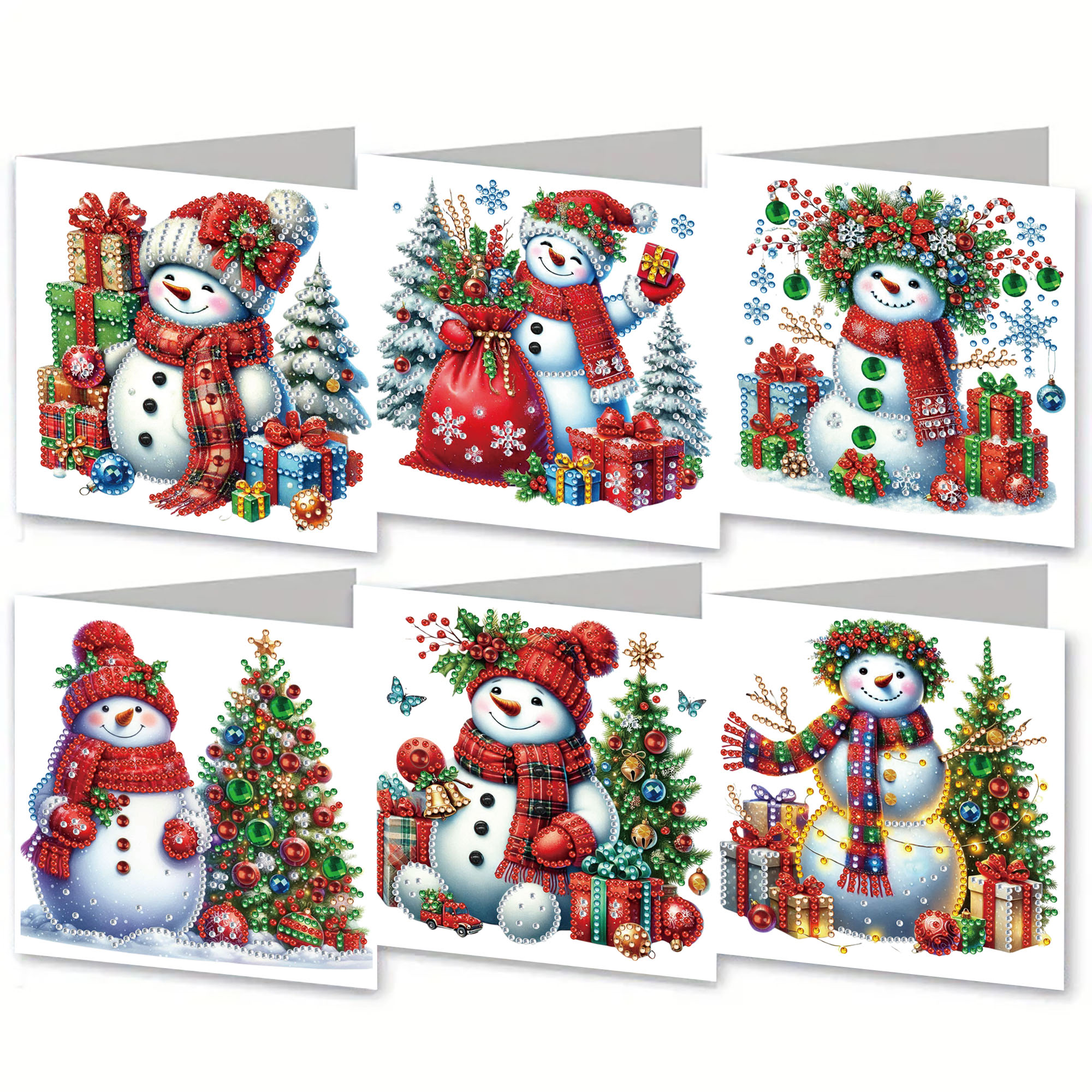 6Pcs DIY Diamond Painting Greeting Card - Xmas Snowman