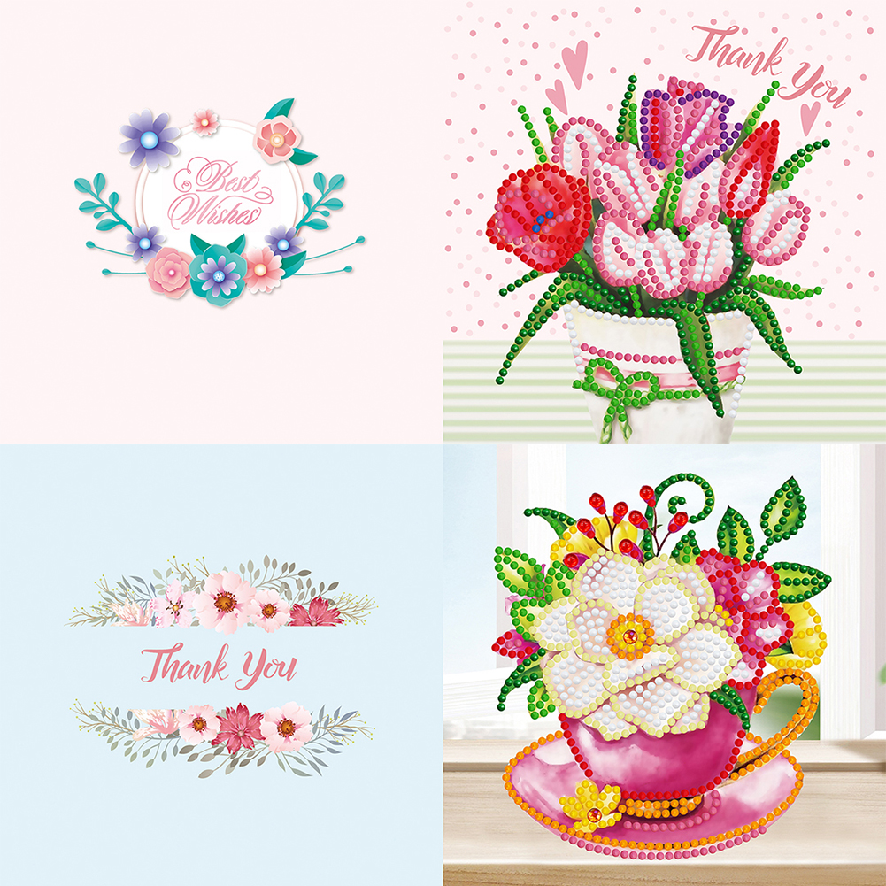 Everydayedeals 12pcs DIY Diamond Painting Birthday Greeting Cards Birthday Thanks Embroidery Postcard