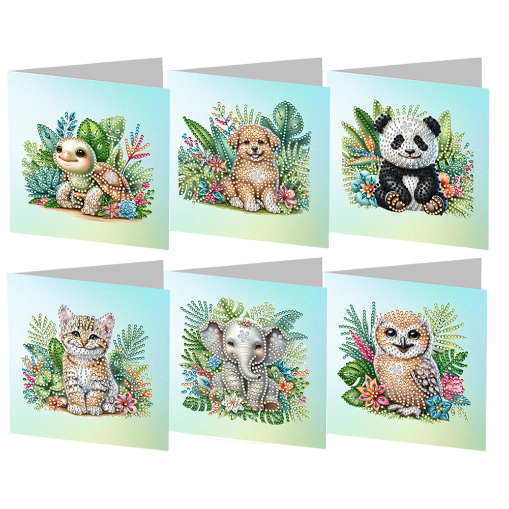 6pcs DIY Diamond Painting Greeting Card - Garden Animal