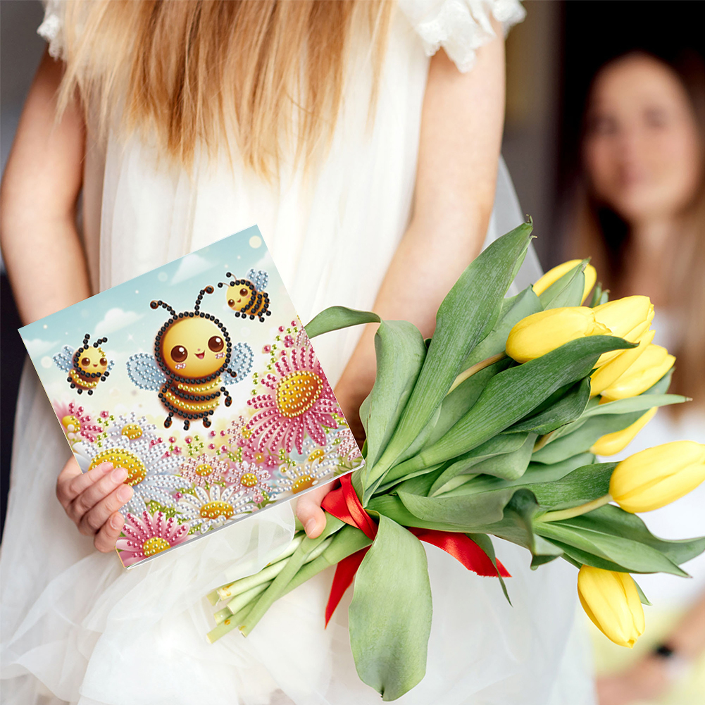 6Pcs DIY Diamond Painting Greeting Card - Bee Family