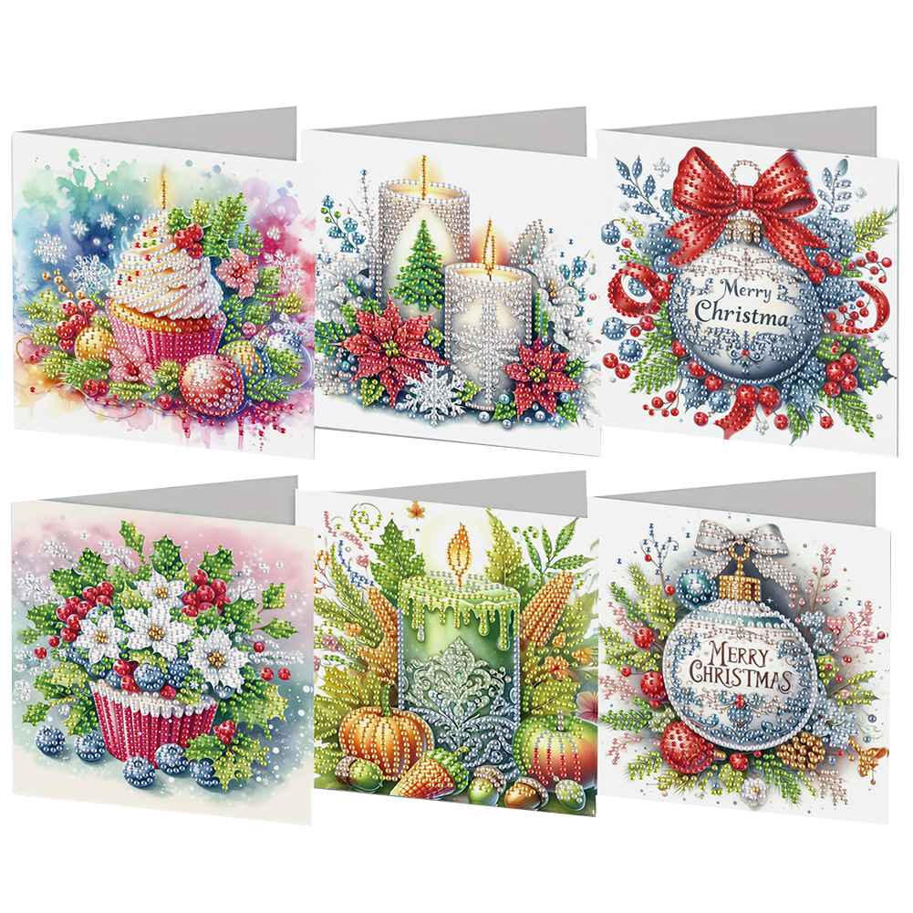 6Pcs DIY Diamond Painting Greeting Card - Christmas