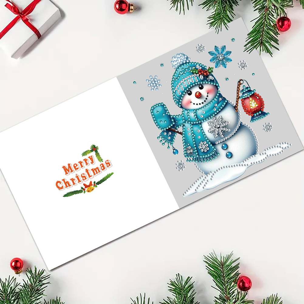 6Pcs DIY Diamond Painting Greeting Card - Snowman