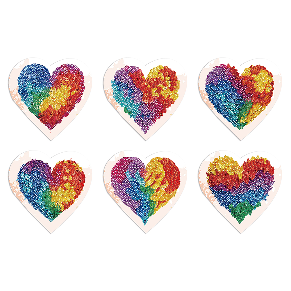 (Limited Stock)6pcs DIY Diamond Painting Greeting Card - Colorful Heart