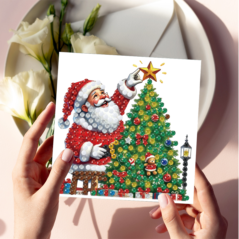 (Limited Stock)6Pcs DIY Diamond Painting Greeting Card - Merry Christmas