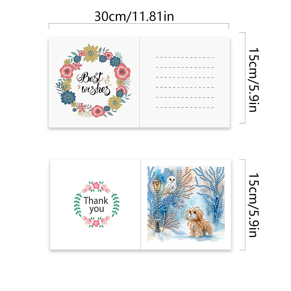 6pcs DIY Diamond Painting Greeting Card - Snow Puppy