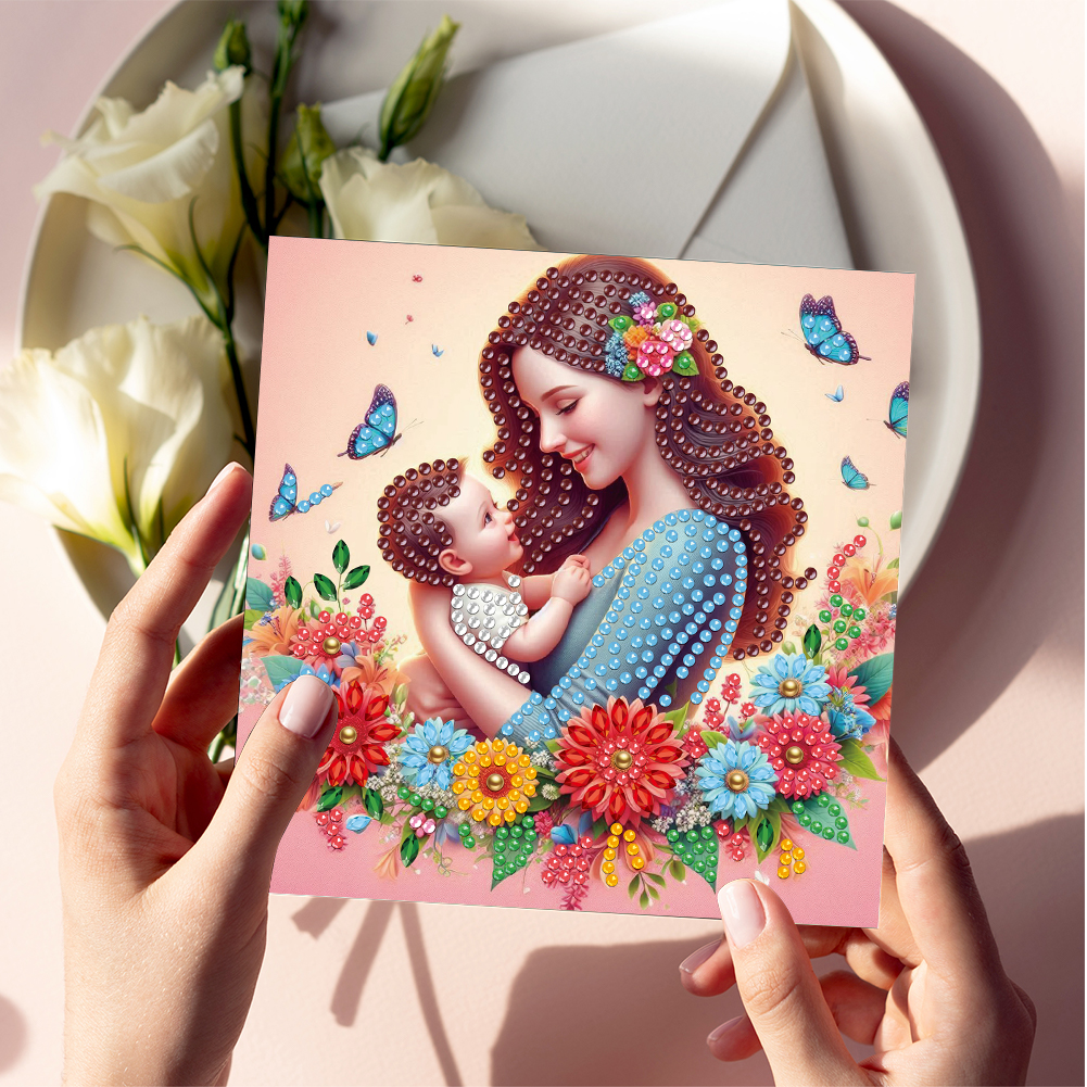 6Pcs DIY Diamond Painting Greeting Card - Happy Mothers Day