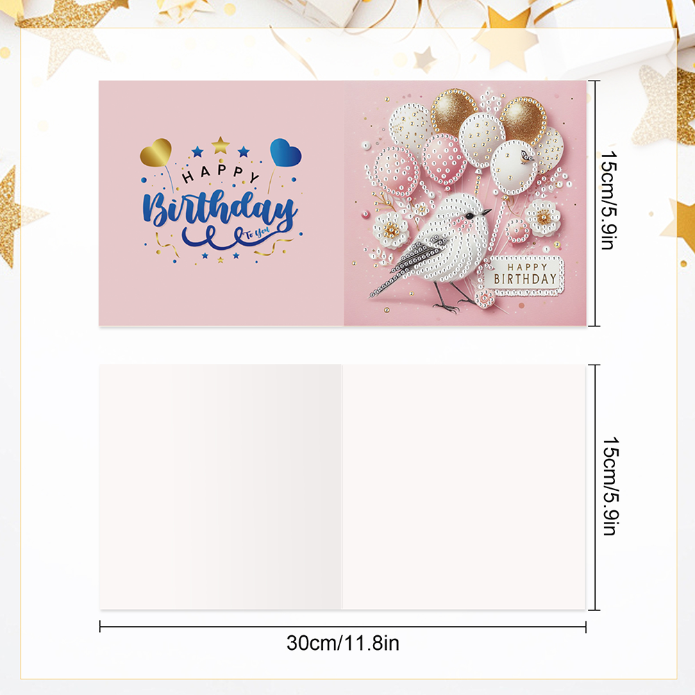 6Pcs DIY Diamond Painting Birthday Greeting Card - Birthday Animal for Adults