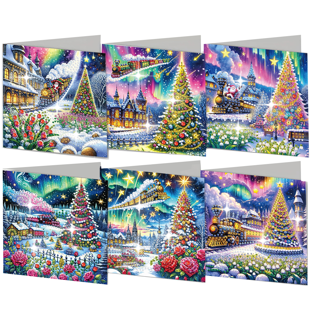 6Pcs DIY Diamond Painting Greeting Card - Christmas Tree