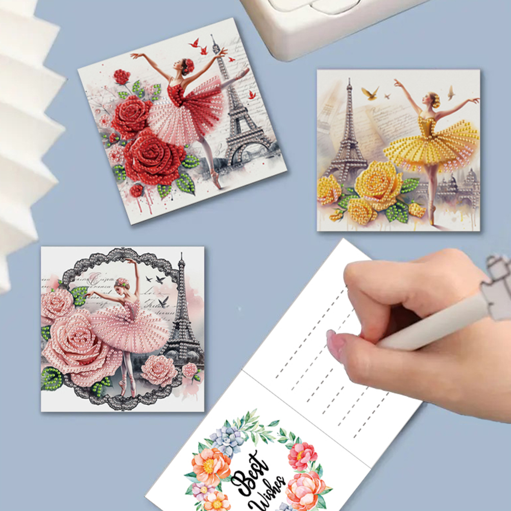 6Pcs DIY Diamond Painting Greeting Card - Ballet