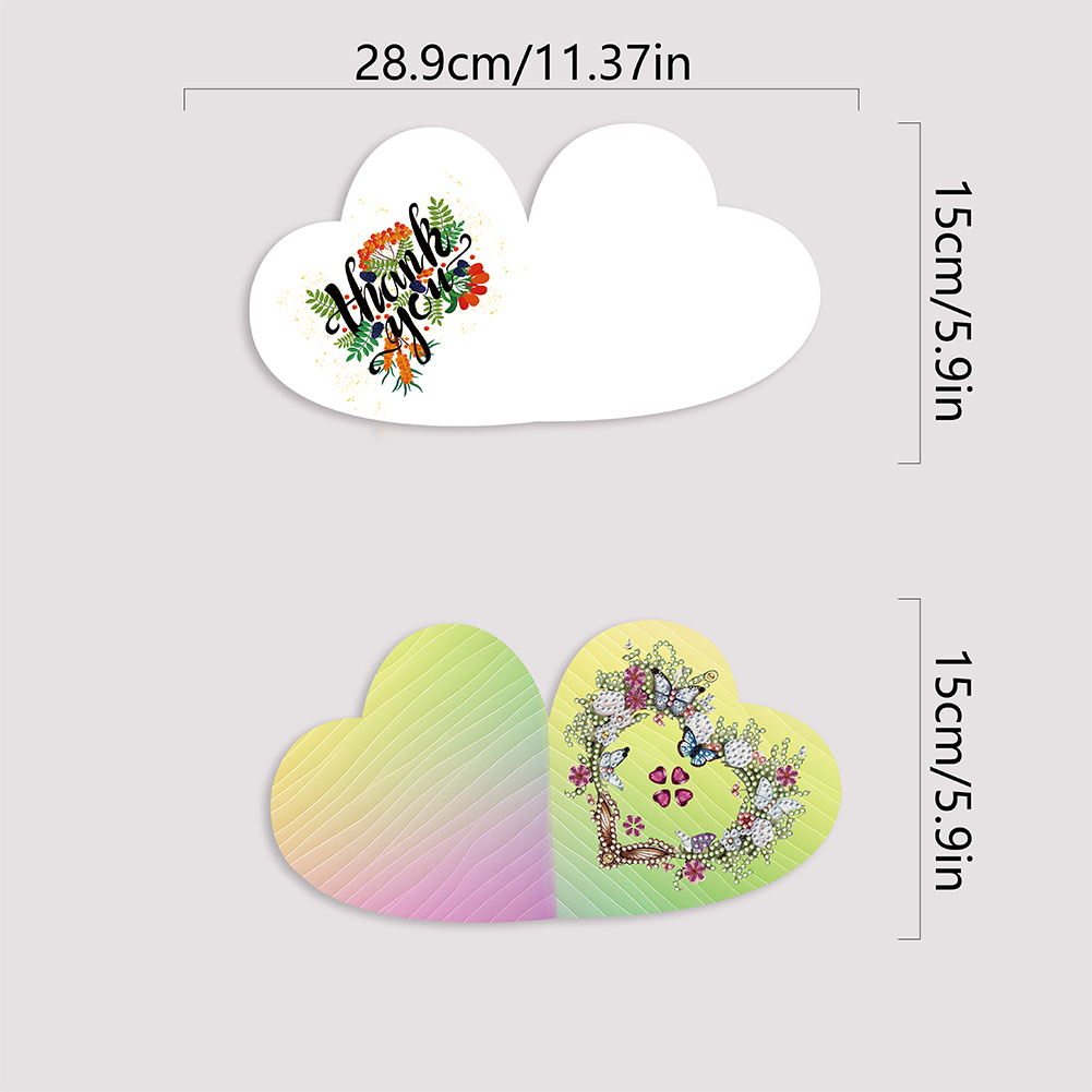 6pcs DIY Diamond Painting Greeting Card - Heart Butterfly