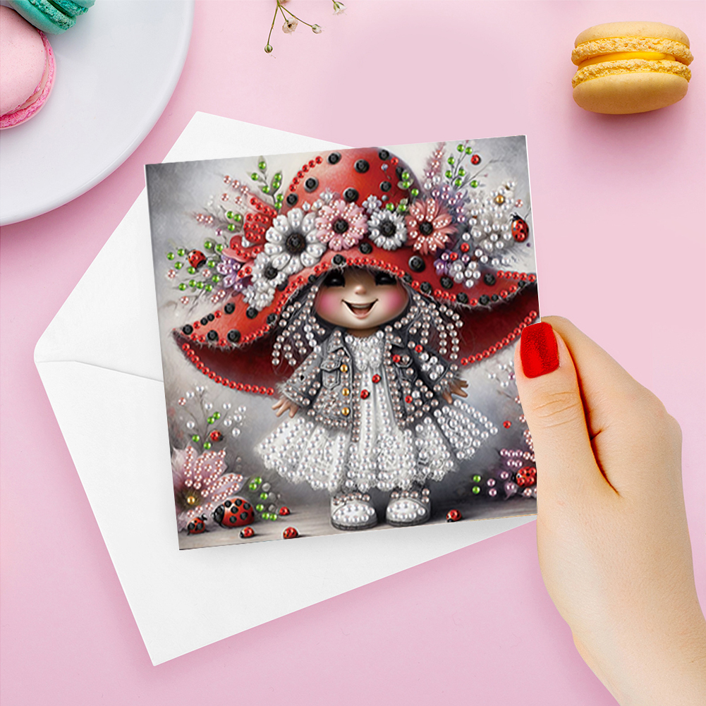 6Pcs DIY Diamond Painting Greeting Card - Girl