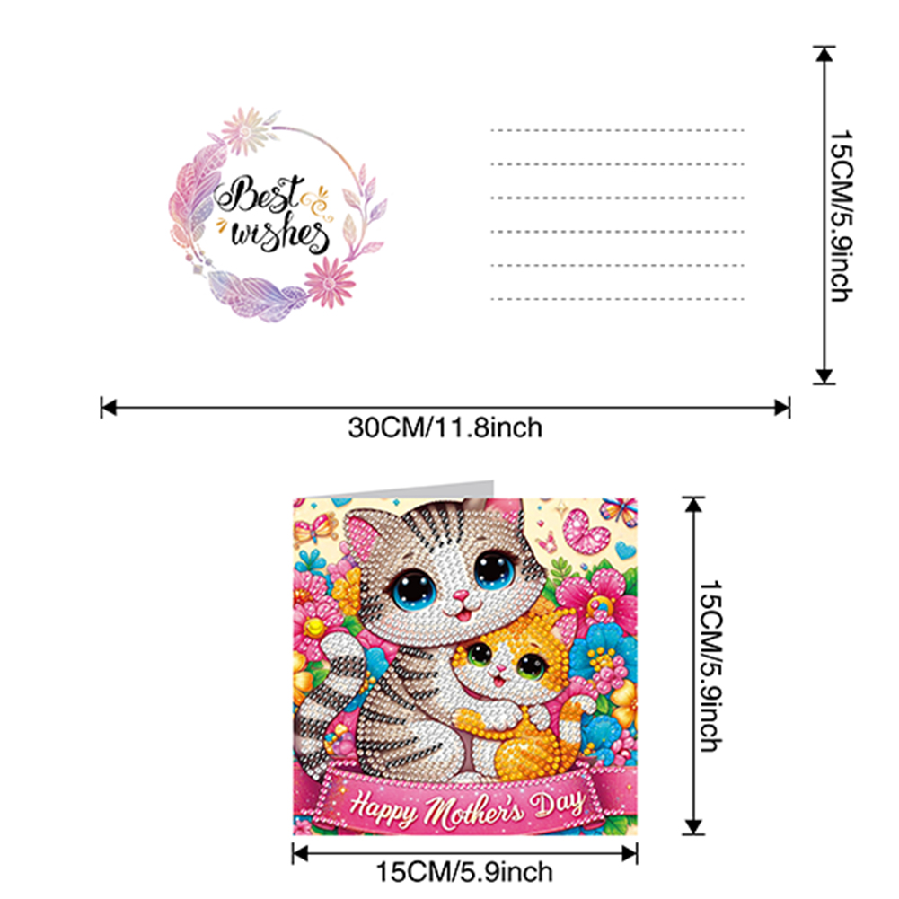 6Pcs DIY Diamond Painting Greeting Card - Happy Mothers Day