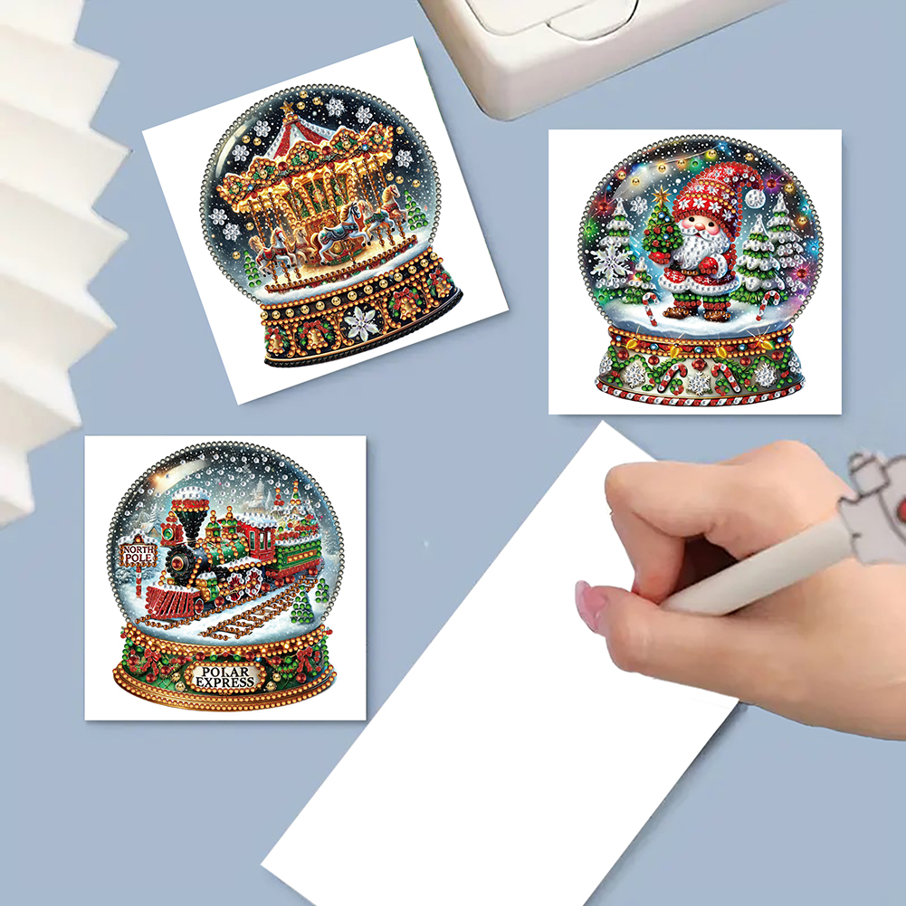6Pcs DIY Diamond Painting Greeting Card - Xmas Crystal Ball