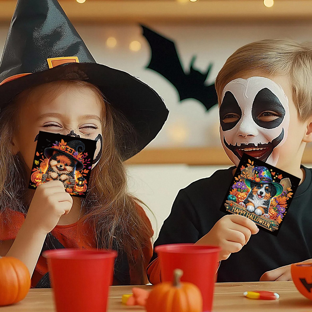 6Pcs DIY Diamond Painting Greeting Card - Halloween Designs