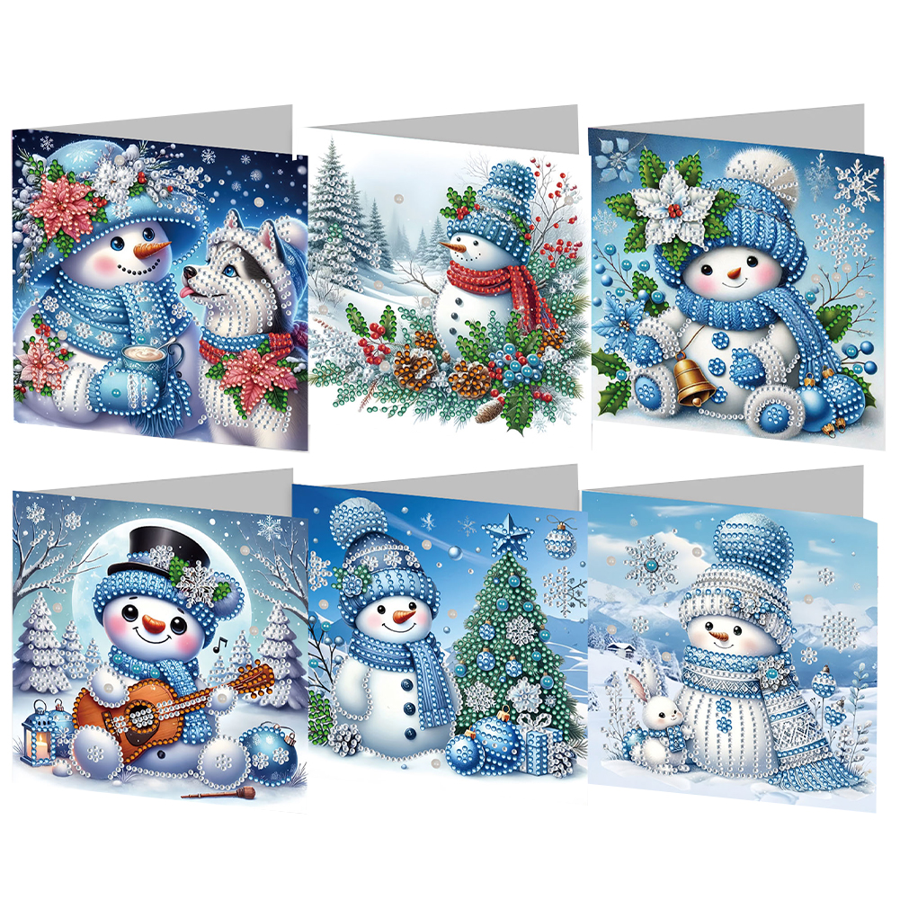 6Pcs DIY Diamond Painting Greeting Card - Xmas Snowman